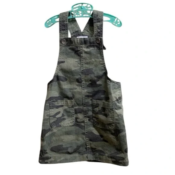 Children’s Place Camo Camouflage Overall Dress Size 5 Spring Summer Party Cotton