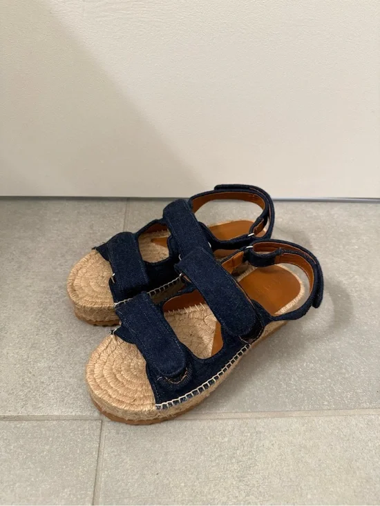Reformation Size 5 Dark Blue Denim Espadrille Sandals