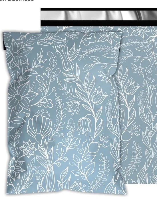 20- 10x13 dusty blue floral Polymailers