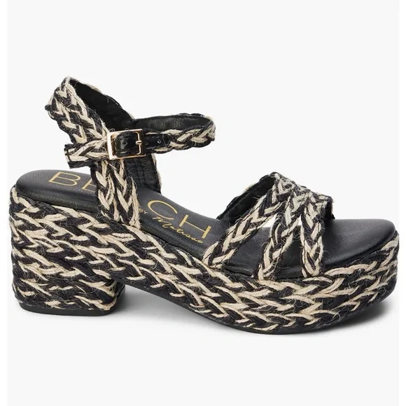 BCBG Black Braided Platform Espadrille Sandal