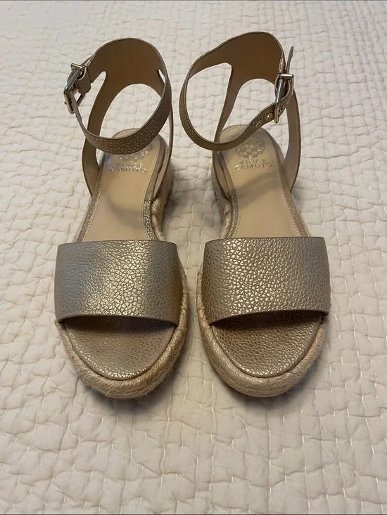Vince Camuto Metallic Gold Espadrille Ankle-Strap Sandals