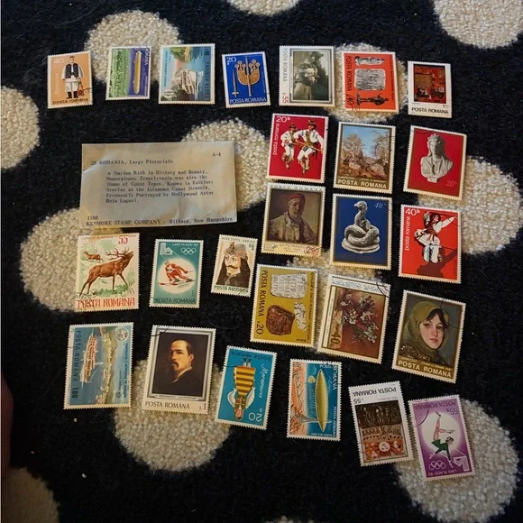 Vintage mint Romanian postage stamps