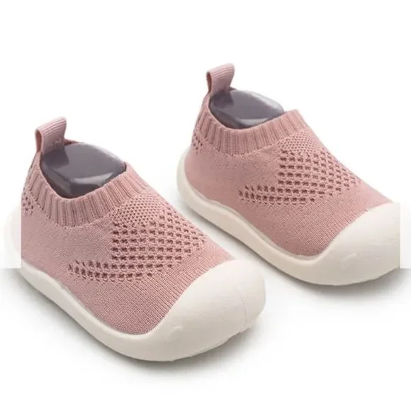 2 Tiny Feet Mauve‎ Knitted Breathable Non-Slip Baby Shoe-Socks ,15 US 6-12 Mths