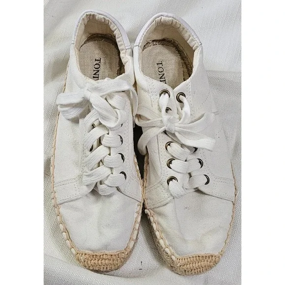 Tonivis Espadrille Lace Up Sneakers White Canvas Beach Shoes‎ Women's  Size 6