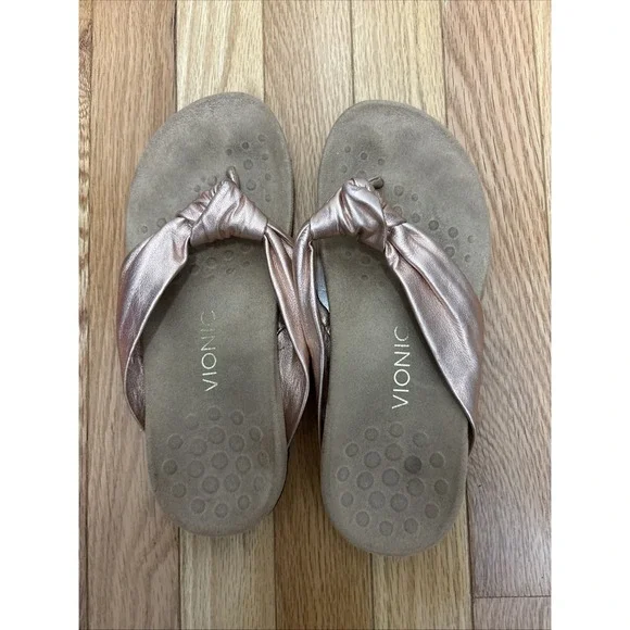 Vionic Womens Rest PIPPA Toepost Sandals ROSE‎ GOLD Size 7