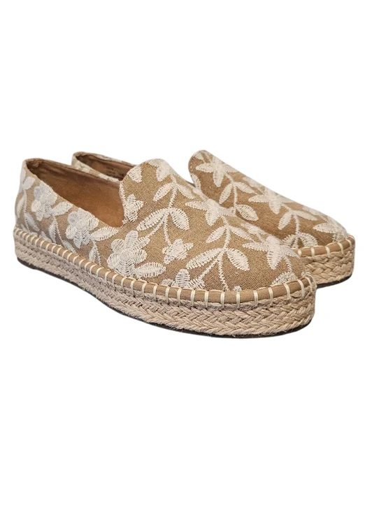 JOIE Cara-BF Beige and White Floral Embroidered Espadrille‎ Slip-Ons Size 10