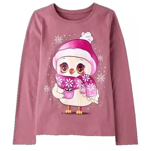 NWT Children's Place Girls Graphic Long Sleeve T-Shirt Pink Size M (7/8)