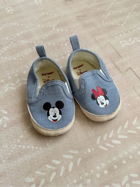 Old Navy Blue Mickey & Minnie Slip-On Baby Shoes