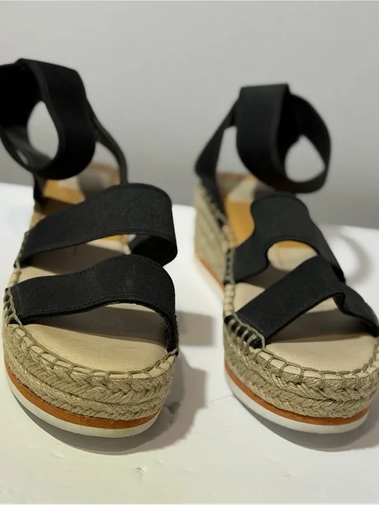 Dolce Vita Black Espadrille Platform Sandals with Ankle Wrap