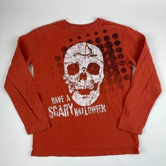 Childrens Place Tshirt Boys Large 10/12 Orange Halloween