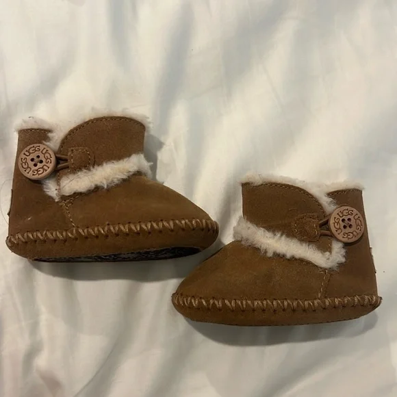 UGG Chestnut Brown Baby Walker Boots with Shearling Trim