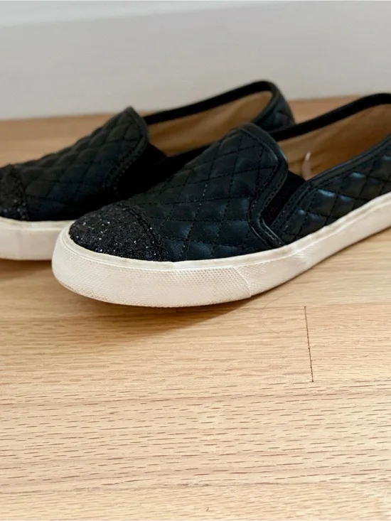 Girls Glitter Quilted Slip On Sneakers - Black , Children’s Place, size 1y