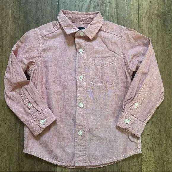 Children’s Place Boy’s Button Down Shirt, Light Red‎ Heathered, 2T