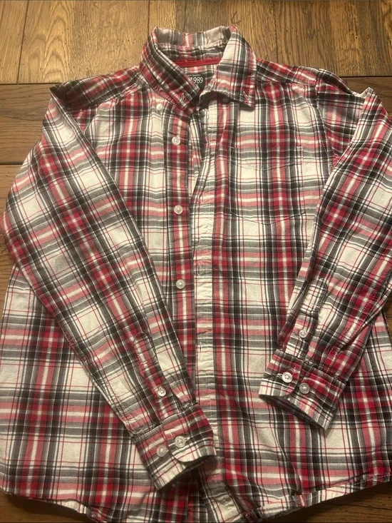 GAP Red, White & Black Plaid Button-Down Shirt