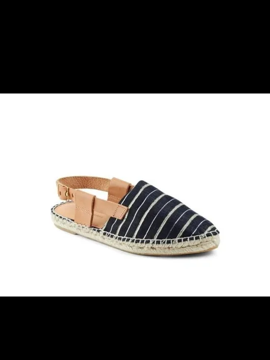 Matt Bernson 'Toro' Black Stripe Espadrille, Memory Foam, Leather Strap, 6