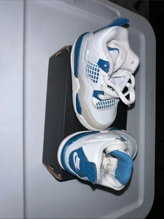 Nike White and Blue Toddler Basketball Sneakers