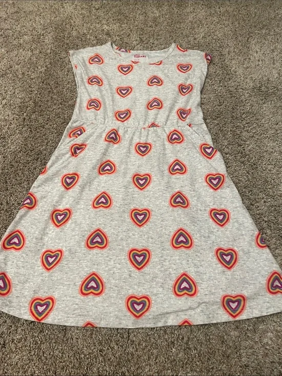 Girls' Gray Heart Print Dress - Epic Threads