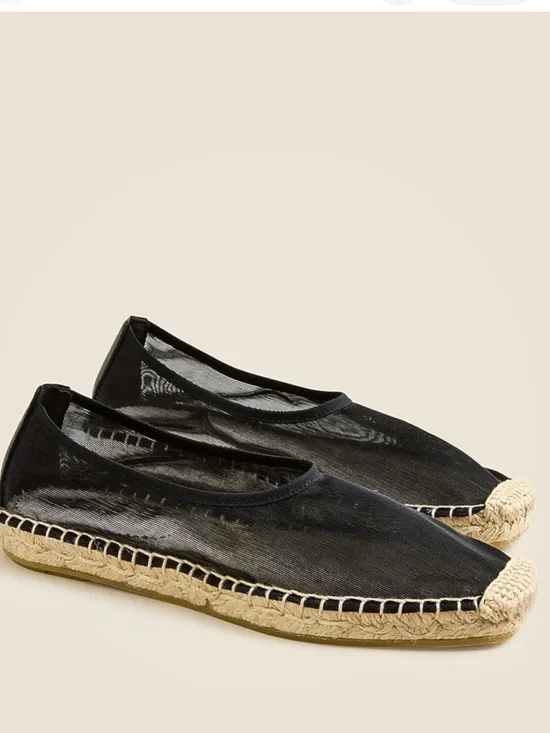 J. Crew Made-in-Spain espadrille flats in black mesh