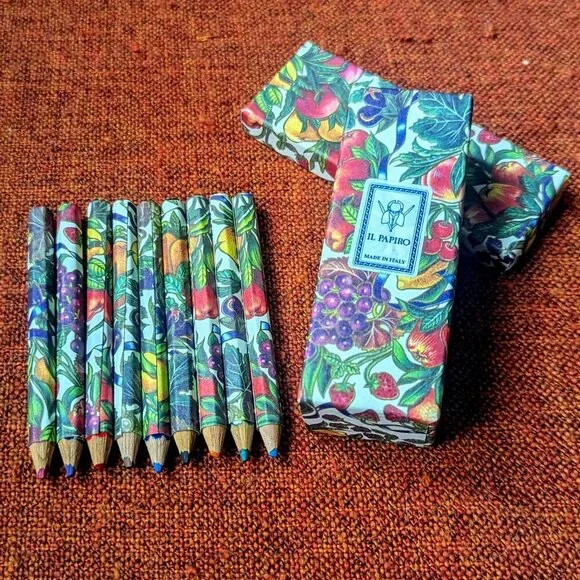 Vintage Color Pencil Set IL Papiro Box Fruit Ephemera Boho‎ Cottagecore Italy