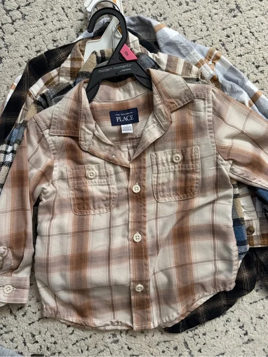The Children's Place Beige & Brown Plaid Button-Front Shirt