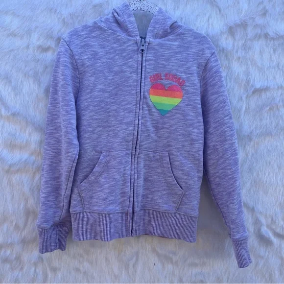 Girls Rainbow Heart  Zip‎ Up Hoodie