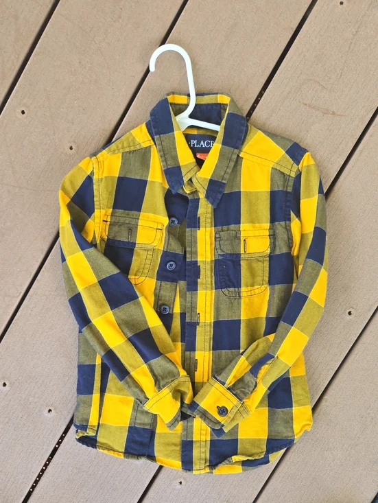 Boys Place Yellow & Navy Plaid Button-Down Shirt