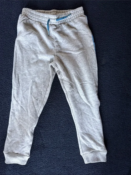 The Children's Place Light Gray Jogger Pants with Blue Drawstring Detail