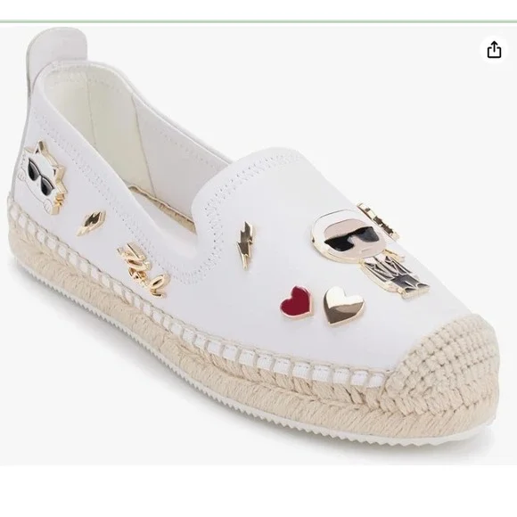 Karl Lagerfeld Womens MICHAELA Metal Embellished Espadrilles Shoes Sz‎ 10 NIB