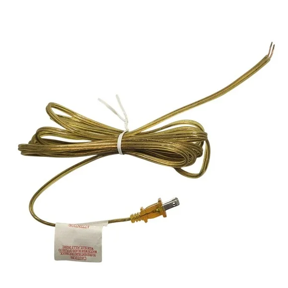 10ft Clear Gold, 18/2 Plastic Covered‎ Lamp Cord Sets - Replacement Parts
