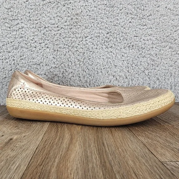 Clarks Collection Rose Gold‎ Perforated Espadrille Flats Women Size 6.5