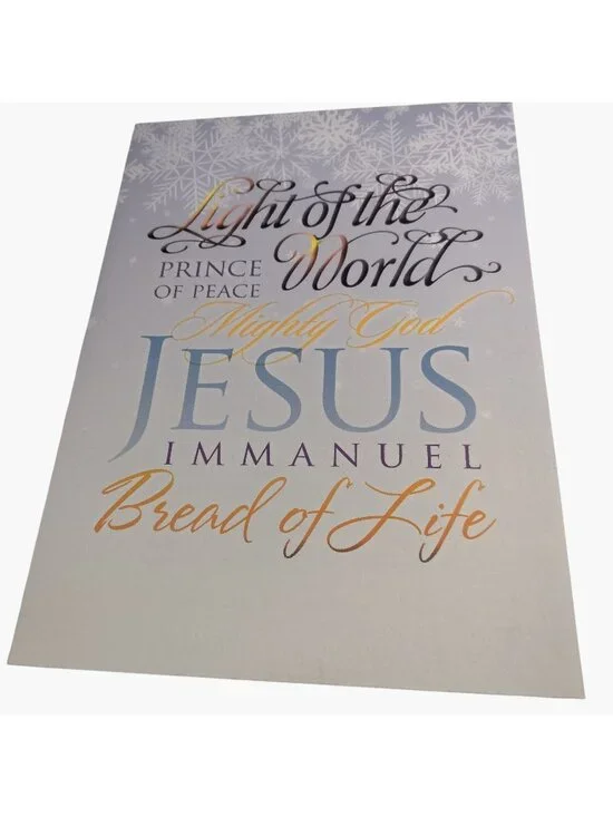Religious Christmas Card Envelope Light Of The World Snowflake Scripture Luke 10