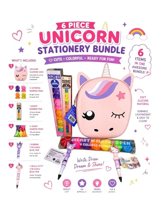 UNICORN 6 PIECE STATIONARY SET