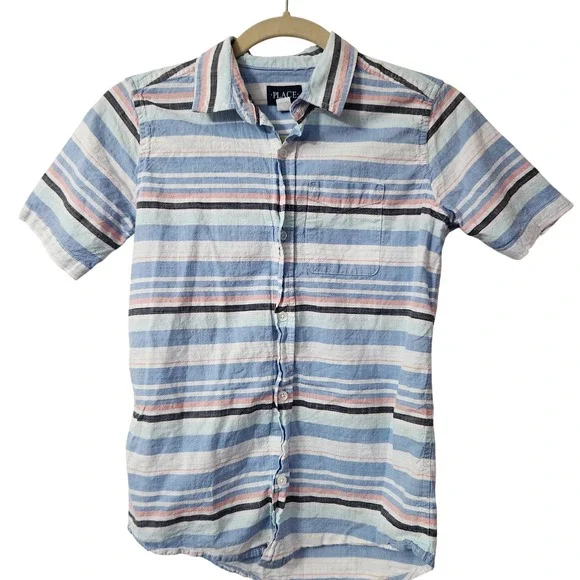Childrens Place size 14/XL striped button down shirt‎ 100% Cotton