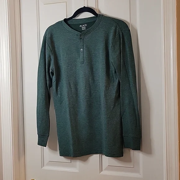 Childrens Place green henley thermal long sleeve xxl/16