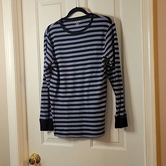 Childrens Place light blue and navy striped  thermal shirt xxl/16