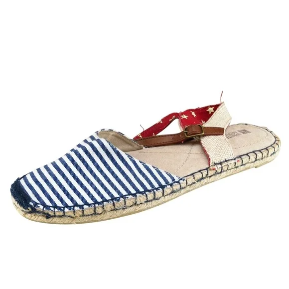 White Mountain Sz 8.5 M Dark Blue Ankle Strap Fabric Women Sandals‎
