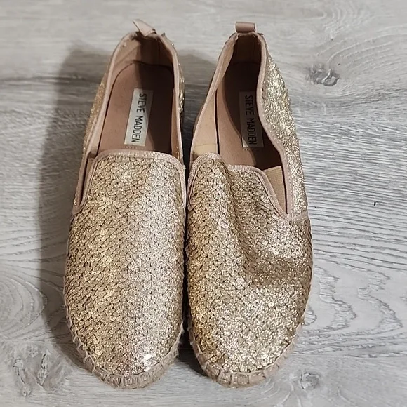 Steve Madden Gold Sequin Espadrilles