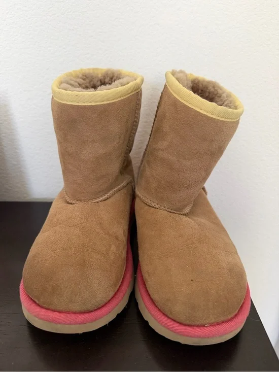 UGG Tan Suede Boots with Orange and Pink Accents