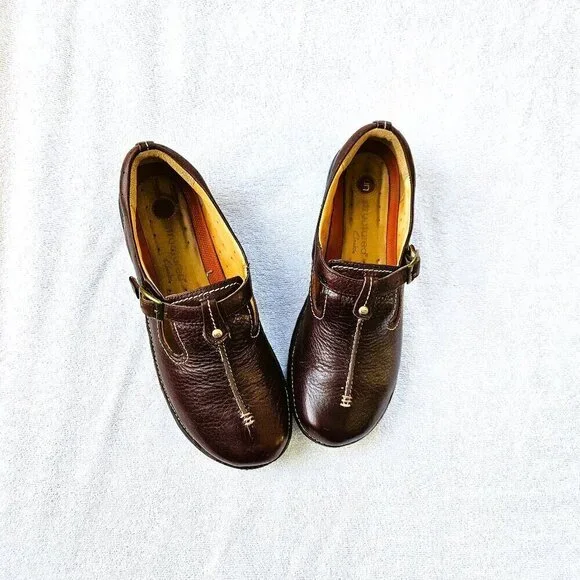 Clarks Unstructured Comfortable Mary Jane Brown Leather Loafers Size 10 M