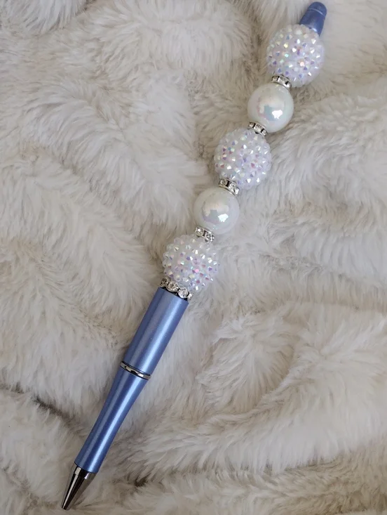 Decorative Light Blue Rhinestone Beaded Ballpoint Pen