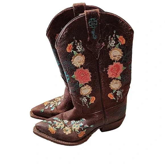 VINTAGE Macie Bean‎ Youth Girls Floral Shoes Boots Rose Garden MK8031 Size 3