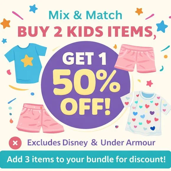 🎉‎ Closet Sale – Buy 2 Get 1 50% Off (Excludes Disney & Under Armour)