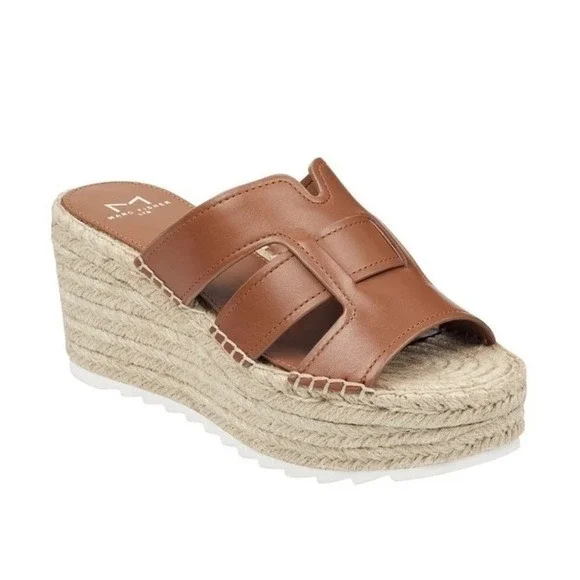 Marc Fisher LTD Robbyn Espadrille Wedge Sandal Womens 9‎ Beach Leather Platform