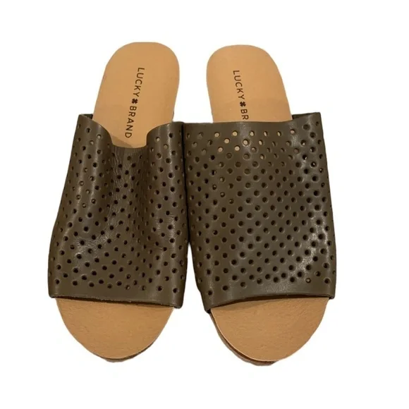 Lucky Brand Jemya Espadrille Wedges Olive size 8.5