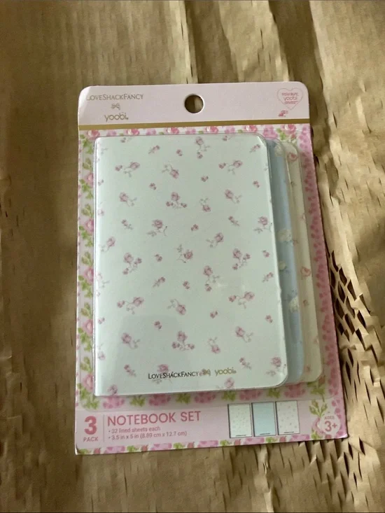 LoveShackFancy x Yoobi Floral Mini Notebook 1 Set of 3 New