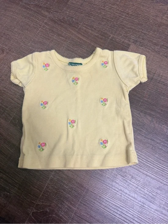Vintage The Children's Place yellow Tee with Embroidered Flowers