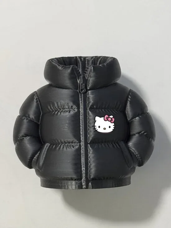 #HK-2507 So Adorable! Black Hello Kitty Puffer Jacket Pencil Holder