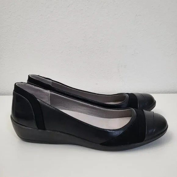 LIFE STRIDE Indeed Flats Womens 8.5 Classic Black Comfort Shoes Office Career