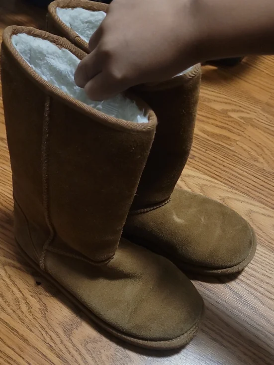 Koolaburra Kids Chestnut Suede Faux-Sheepskin Mid-Calf Boots