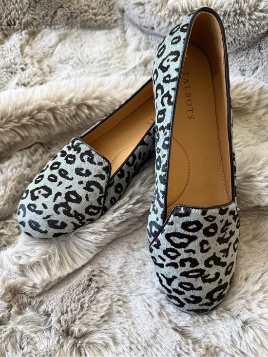 NIB Talbots Leather Leopard Print Ballet Flats